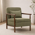 Accent Chair with Hidden Storage, Mid-Century Upholstered Armchair with Solid Wood Frame, Corduroy Fabric Accent Chair for Living Room, Bedroom, and Reading Corner(Green)