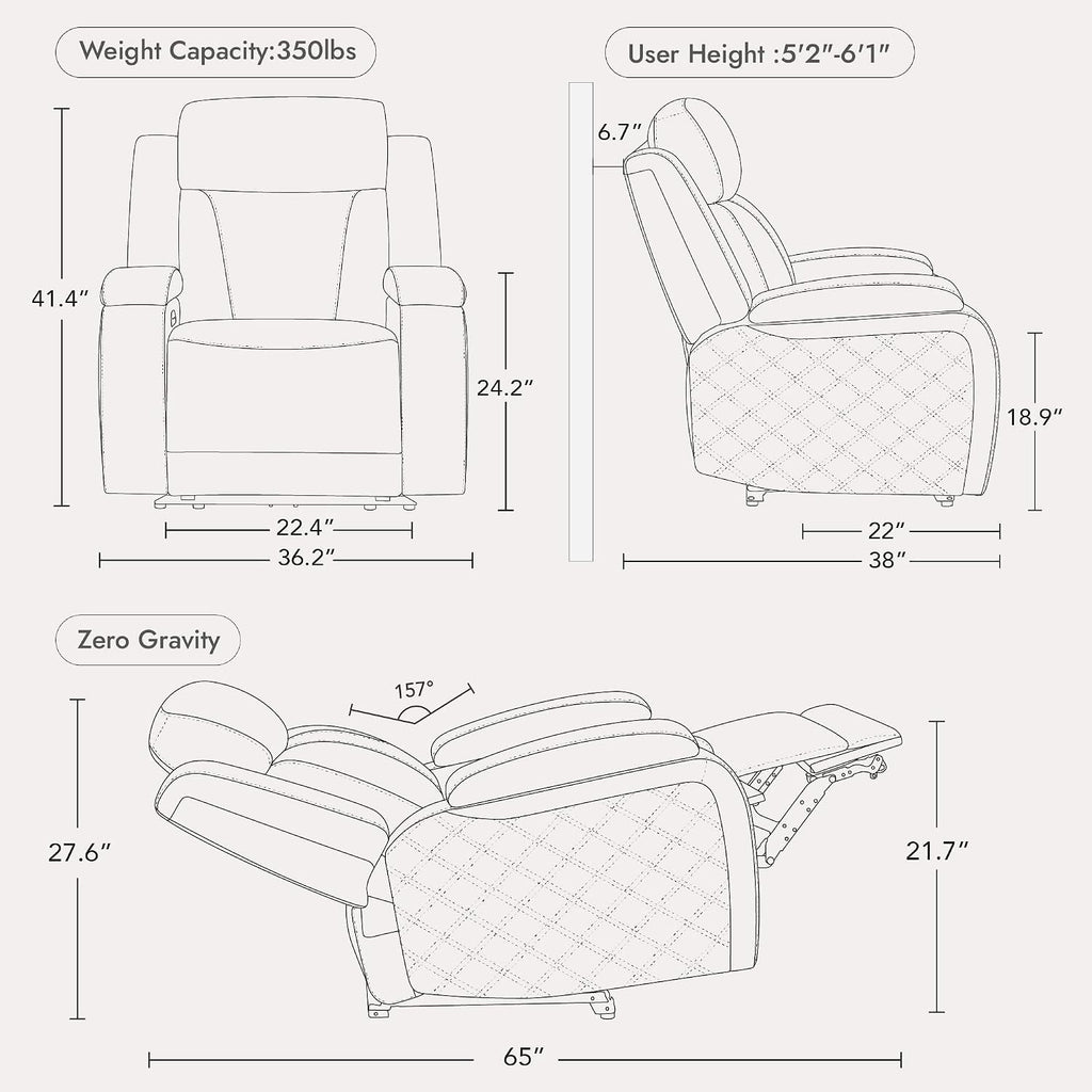 Watson & Whitely Genuine Leather Power Recliner Chairs for Adults, Zero Gravity Recliner with Power Headrest & Hidden Storage, Electric Reclining Sofa Chair for Living Room, Home Office, Saddle Brown