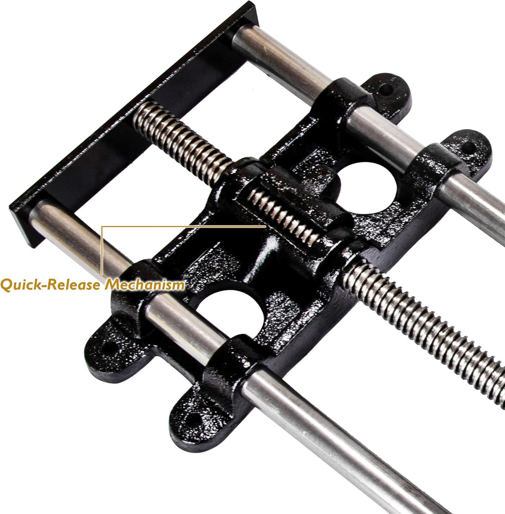 O'SKOOL 9 Inch Quick Release Workbench Front Vise for Woodworking, Heavy Duty Cast Iron Bench Vise with Beechwood Handle, WBA002