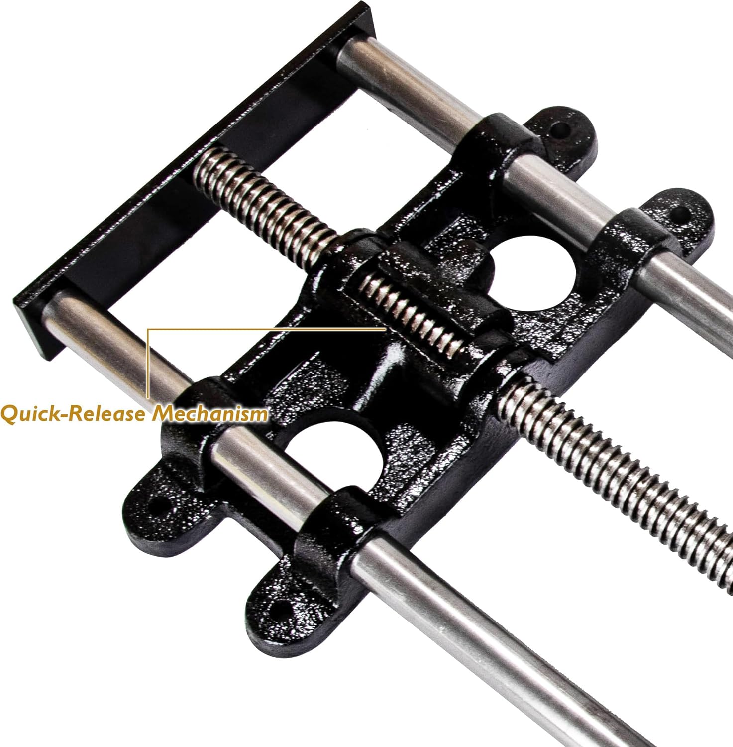 O'SKOOL 9 Inch Quick Release Workbench Front Vise for Woodworking, Heavy Duty Cast Iron Bench Vise with Beechwood Handle, WBA002
