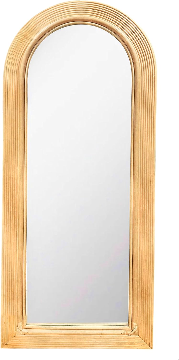 Tov Furniture Tanya Natural Rattan 70' Floor Mirror
