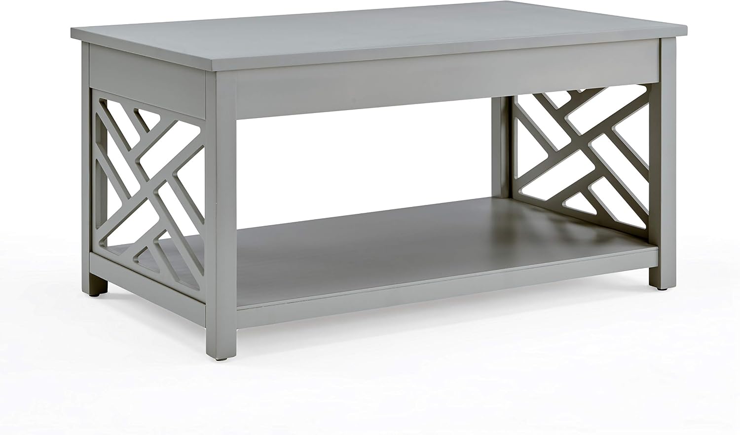 Coventry 36 in. W Wood Coffee Table, Traditional Modern Design, Includes Open Detailing & Storage Shelf, Gray Finish, Cottage, Loft, Apartment, Accent Furniture, End Table, Side Table