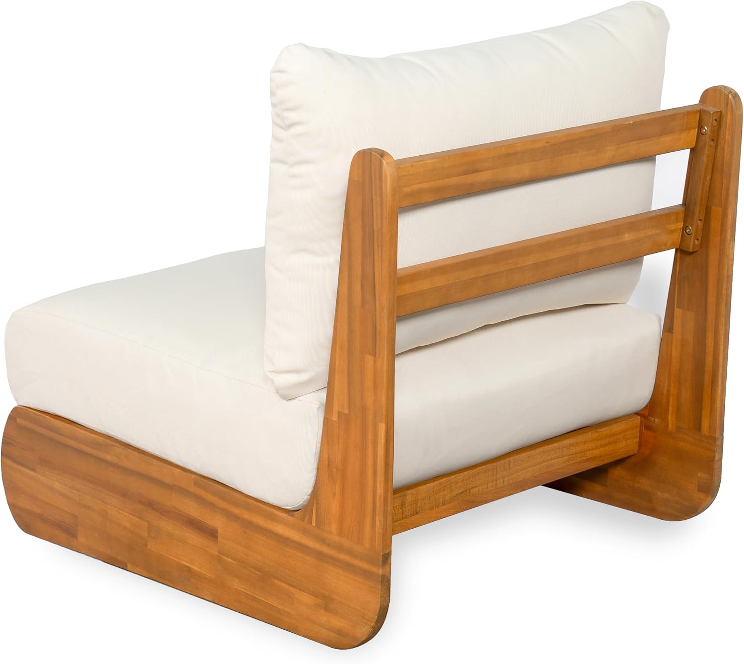 Christopher Knight Home Poppy Outdoor Club Chair with Water Resistant, Acacia Wood Lounge Chair Outdoor, Patio Low Profile Accent Chair, Comfy Reading Chair for Garden Backyard, Teak + Beige