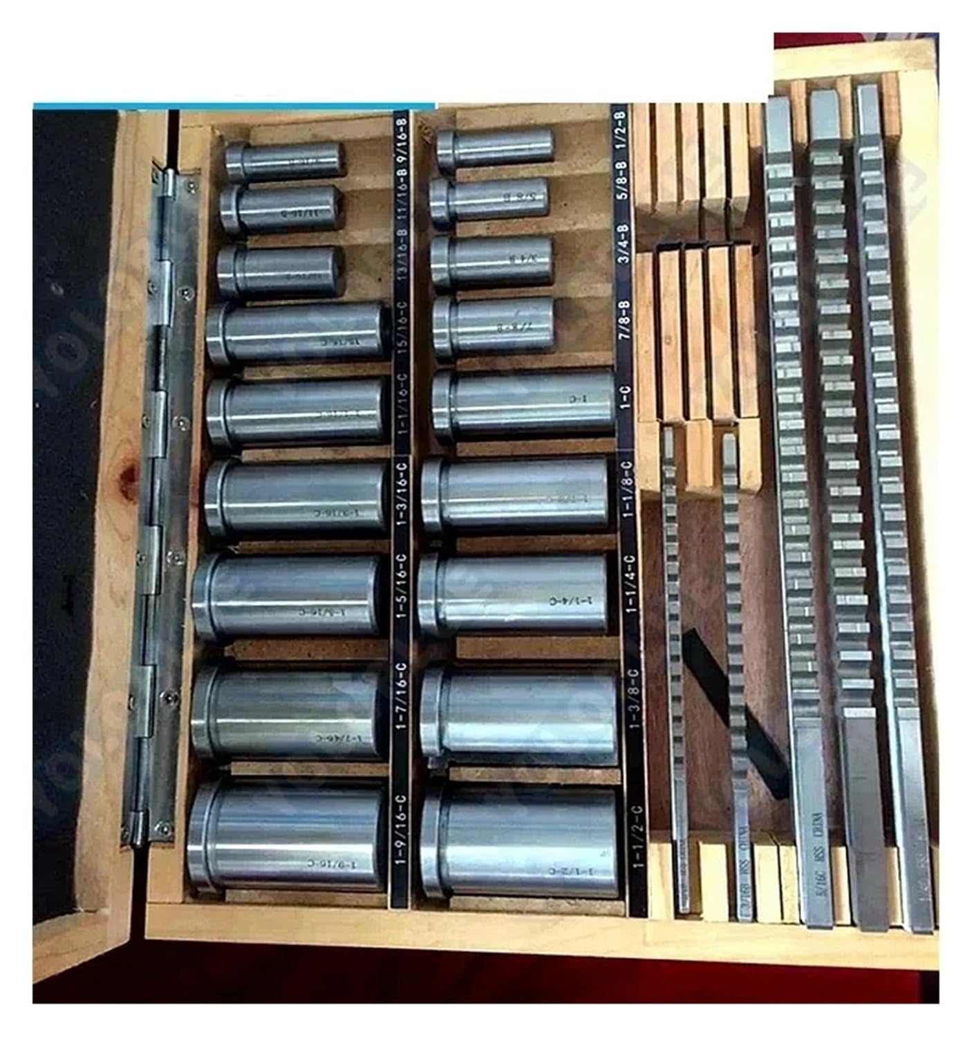 30pcs Inch Sized HSS Groove Keyway Broaches Set Key Broaching Tools Tool 5pcs 1/2''-1-1/2''18pcs Bushings 7pcs Shims for Metalworking, Lathe
