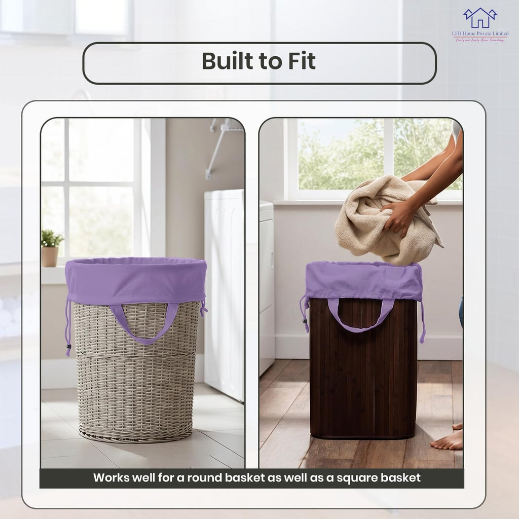 LFH Home Cotton Rich Large Premium Canvas Laundry Bag, Heavy Duty Washable Laundry Hamper with Drawstring & Handles, Multi-Use Clothes Storage for Home, Travel & College 18'x26' (Pack of 6) - Lavender