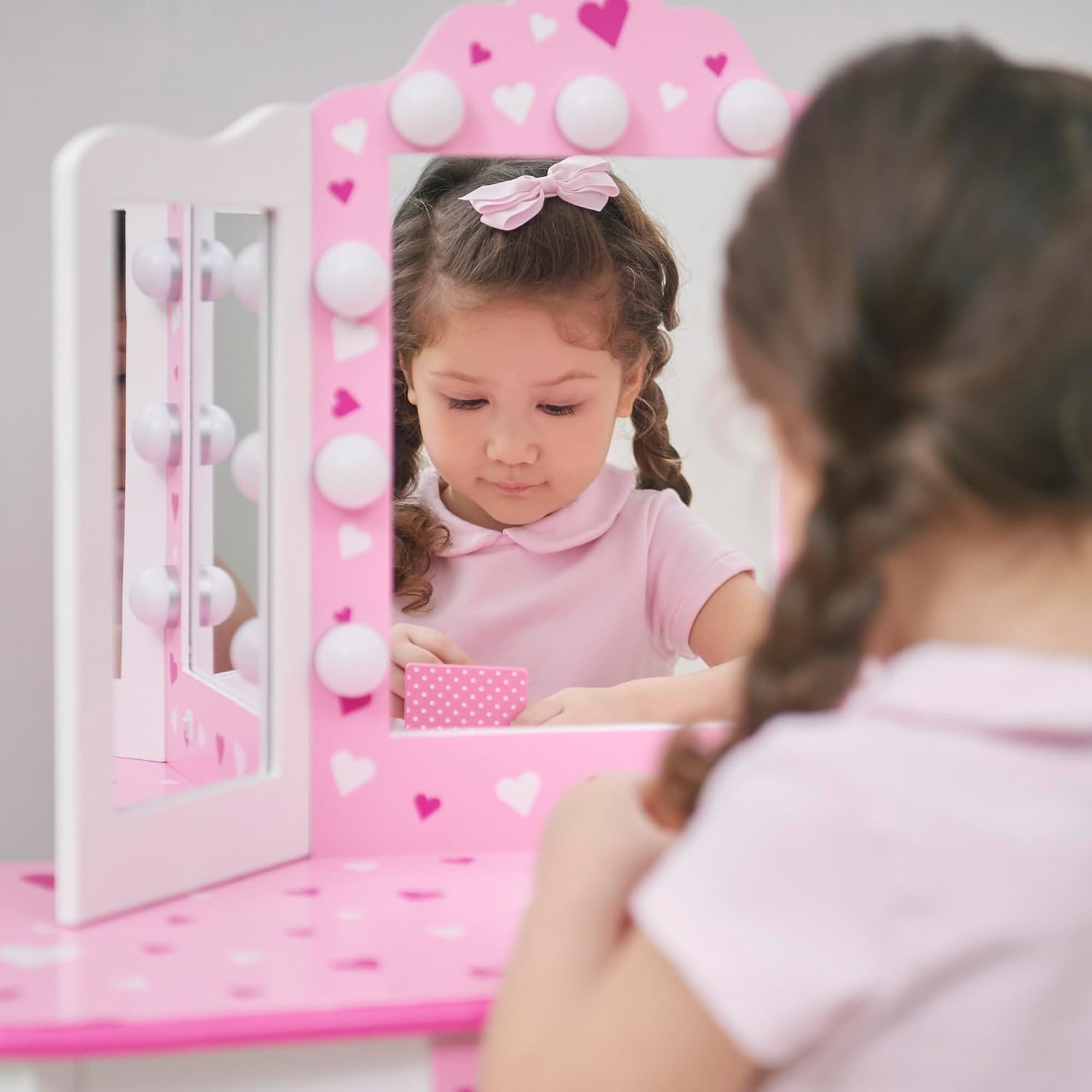 Teamson Kids - Sweethearts Print Gisele Medium Vanity - White/Pink