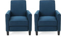 Christopher Knight Home Emmie Fabric Recliner (Set of 2), Navy Blue, Dark Brown