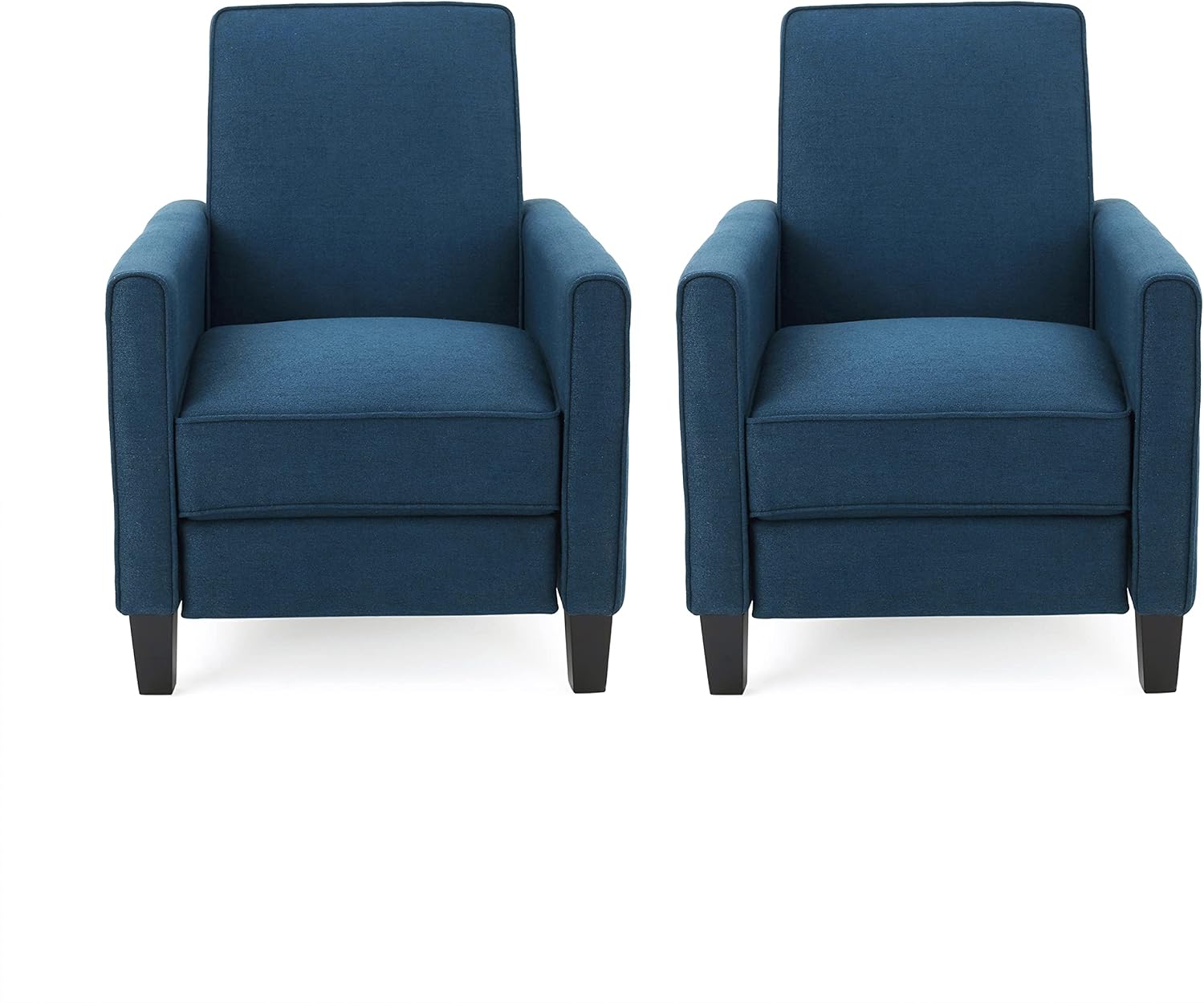 Christopher Knight Home Emmie Fabric Recliner (Set of 2), Navy Blue, Dark Brown