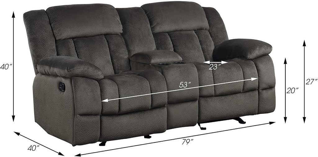 Lexicon Reclining Living Room Set, Manual Reclining Sofas, Couches for Living Room, Includes Reclining Sofa and Dual Glider Recliner Loveseat, 2-Piece Set, Chocolate