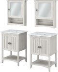 Bush Home Salinas 48W Double Vanity Set with Sinks and Medicine Cabinets in Linen White Oak