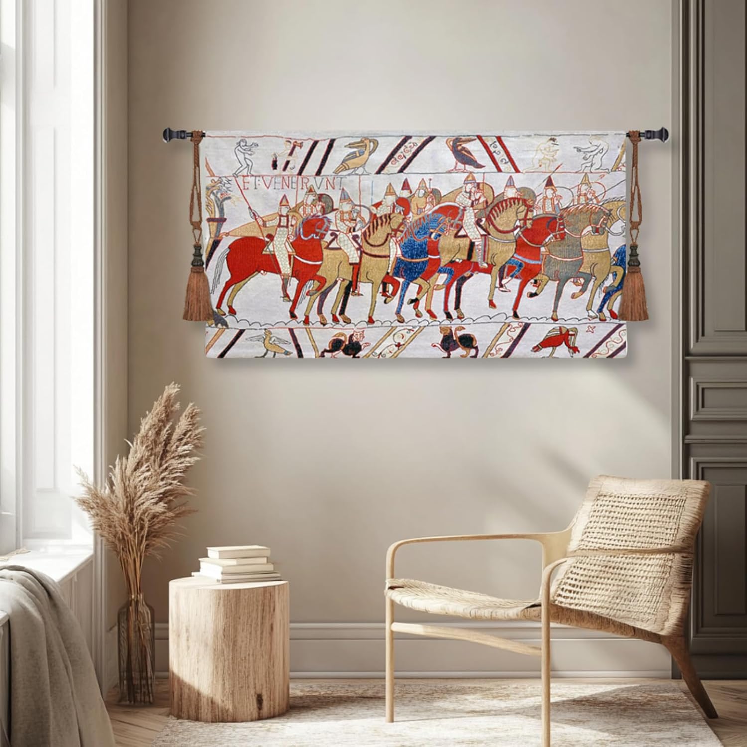 ORIMONY Bayeux Woven Tapestry Reproduction, Norman Conquest Vintage Medieval Tapestry Wall Hanging for Room Decor (02-30L x55W)