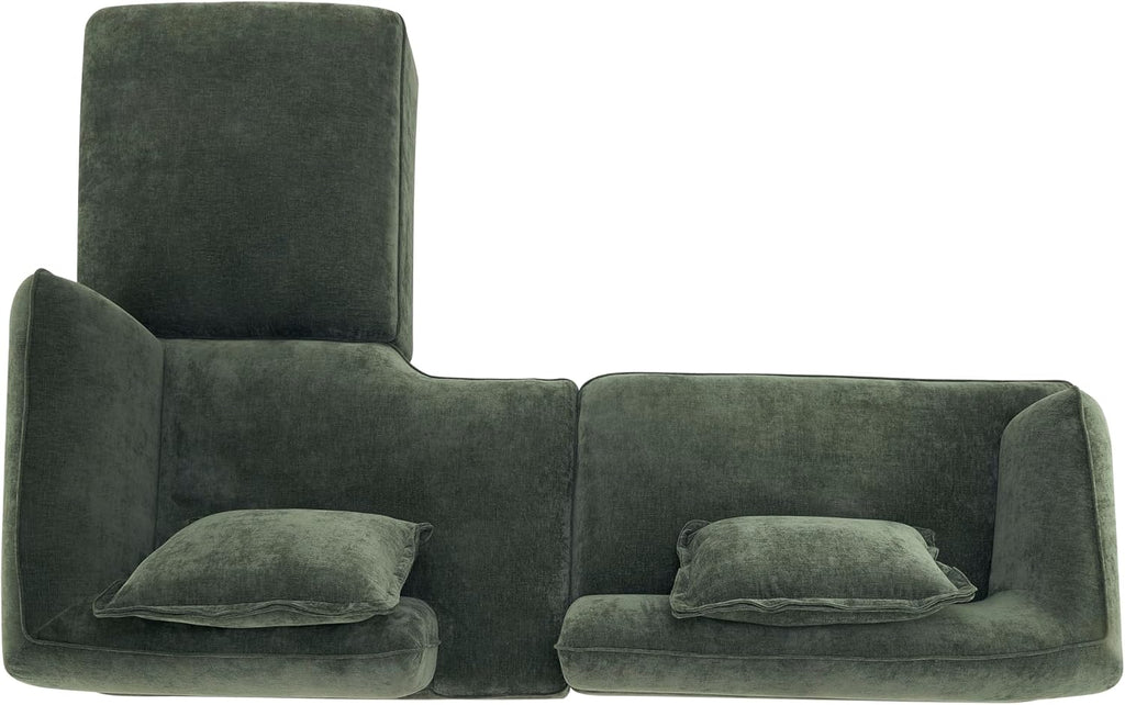 Christopher Knight Home Zacha 121' Modular L-Shape Sofa Couch with Chaise Lounge, Modern Boneless Sofa for Living Room, Fabric Upholstered Cloud Couch with Deep Seat, Olive Green