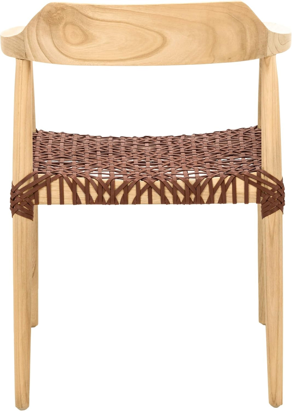 SAFAVIEH Home Collection Munro Natural Sungkai Wood/Light Honey Leather Woven Accent Chair (Fully Assembled)