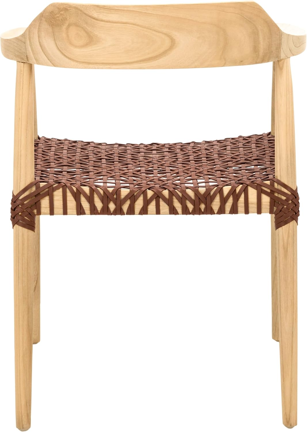 SAFAVIEH Home Collection Munro Natural Sungkai Wood/Light Honey Leather Woven Accent Chair (Fully Assembled)