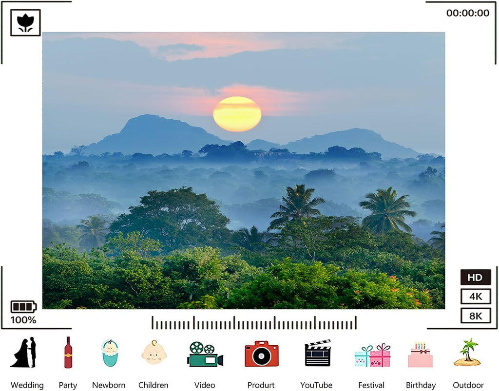 Trykid 20x10ft Golden Sunrise Misty Jungle Backdrop Tropical Palm Tree Horizon Photography Background Vacation Retreat Nature Camp Tapestry Party Decoration Photo Studio Prop Fabric