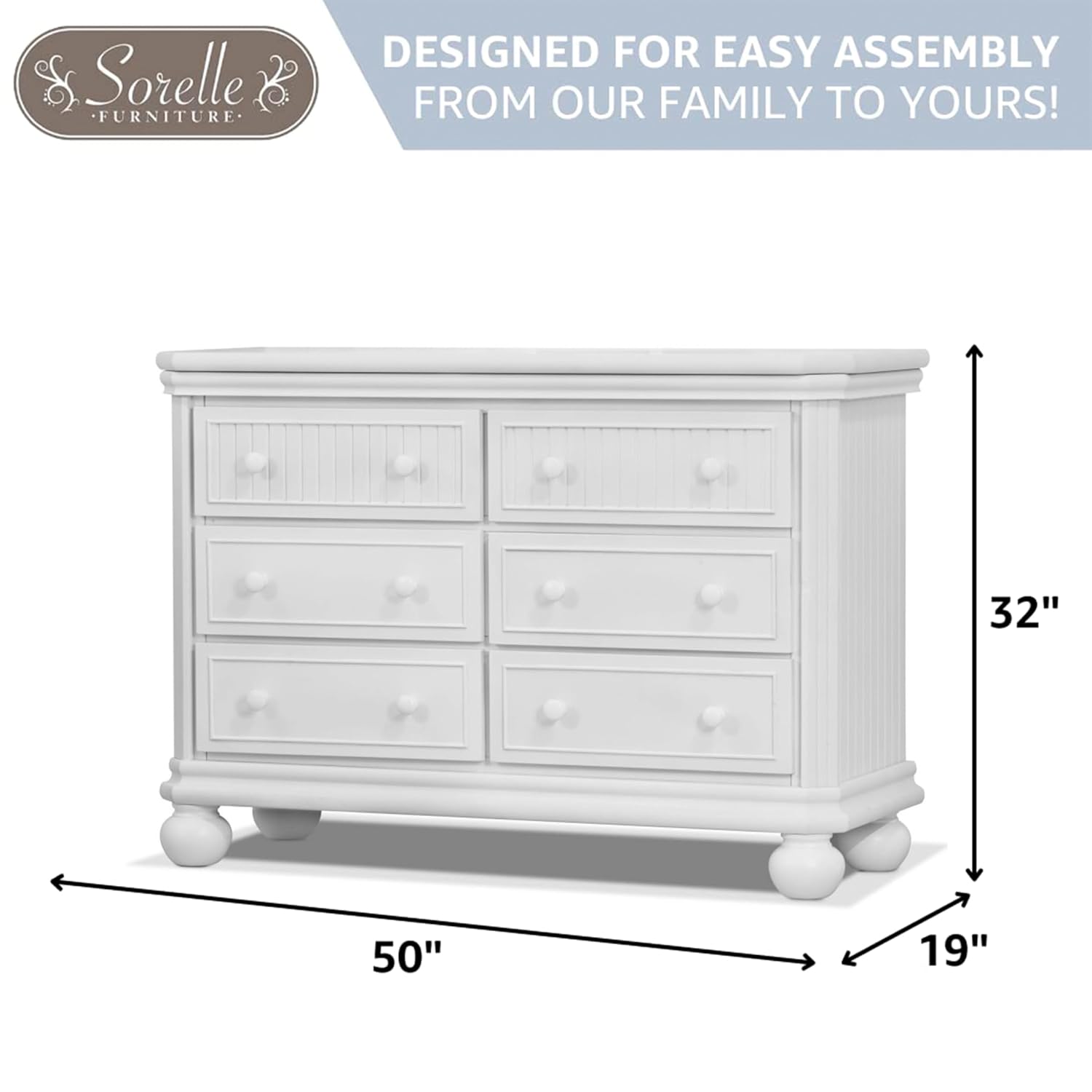 Sorelle Finley RTA 6 Drawer Double Dresser