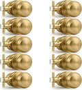 Probrico Champagne Bronze Interior Door Knob for Hallway, Champagne Door Knobs Closet Door Knob, Passage Door Knobs with Round Ball Knob, 10 Pack
