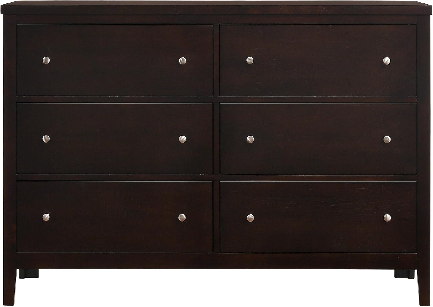 Coaster Home Furnishings - Carlton - Wood - 6-Drawer Dresser with Contemporary Style, Wide Drawers, Round Knobs, Rectangular Structure, Tip-Over Restraint - Bedroom - Cappuccino - 202093
