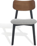 SAFAVIEH Couture Collection - Divya Walnut & Light Grey Dining Chair Set of 2, Mid-Century Modern Wood & Linen Upholstered Accent Chairs (SFV6710A-SET2)