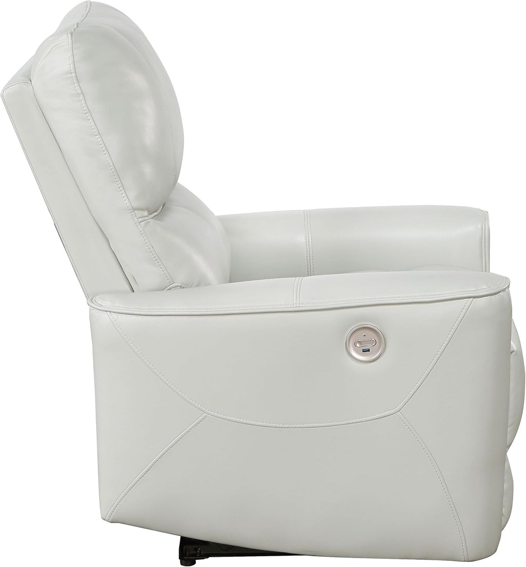Coaster Home Furnishings - Greenfield - Faux Leather Upholstered Power Recliner Chair with Power Reclining, USB Port, and Channel Tufting - Living Room - Dove Grey - 610263P