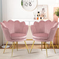Czlolo Accent Chairs Set of 2 for Living Room, Velvet Upholstered Makeup Room Vanity Chair with Back, Golden Metal Legs Small Accent Side Chair for Bedroom, Cloud Chair Set, 2 Pcs Pink