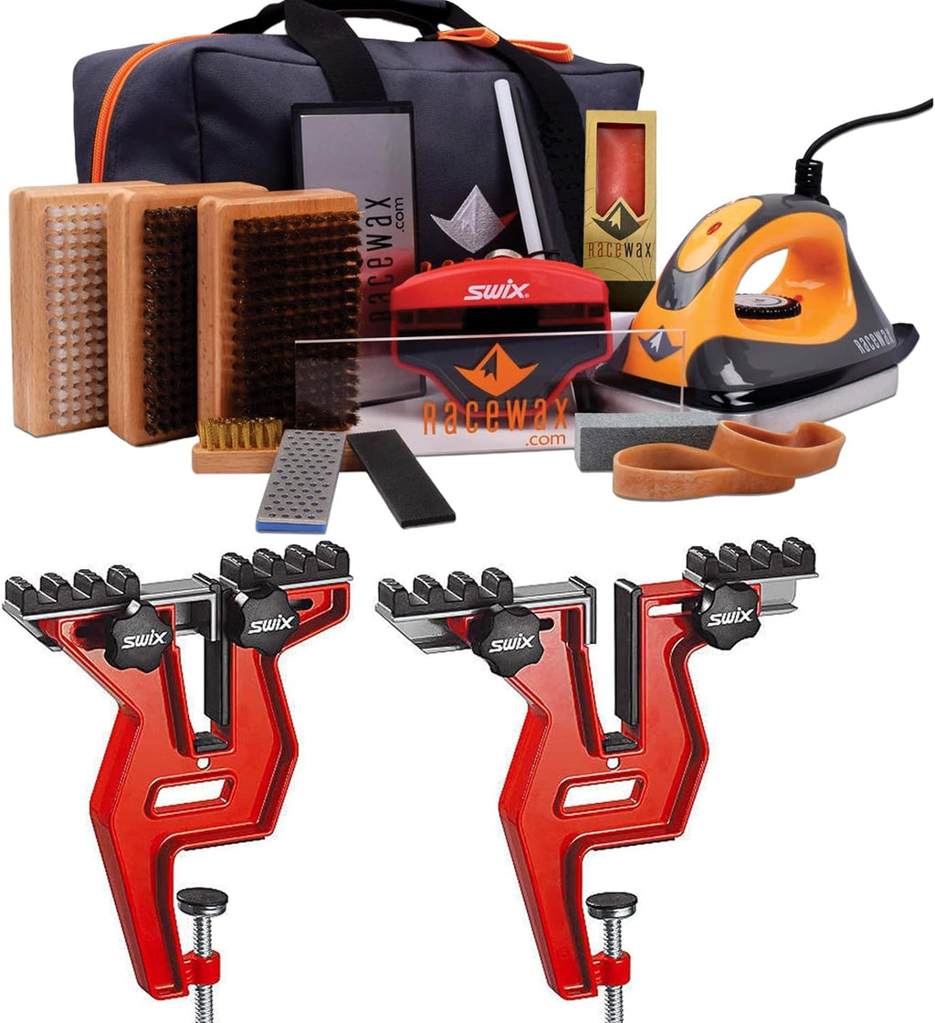 RaceWax Elite Ski Snowboard Wax Tuning Kit Plus Snowboard Vise - (ZB-5930)