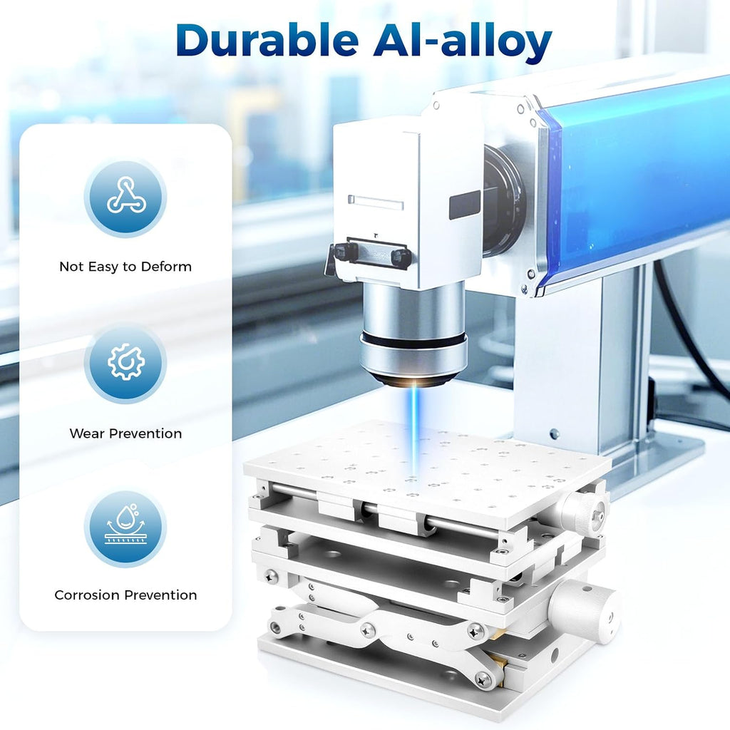 XYZ 3 Axis Moving Workbench, 3D Positioning Moving Table Laser Marking Engraving Machine, Portable Aluminum Alloy Working Table