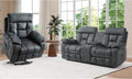 EBELLO 2 Piece Reclining Living Room Set, Soft Fabric Recliner Sofa Set, Included Power Lift Recliner Chair with Massage and Heat and Loveseat, Dark Greenish-Grey