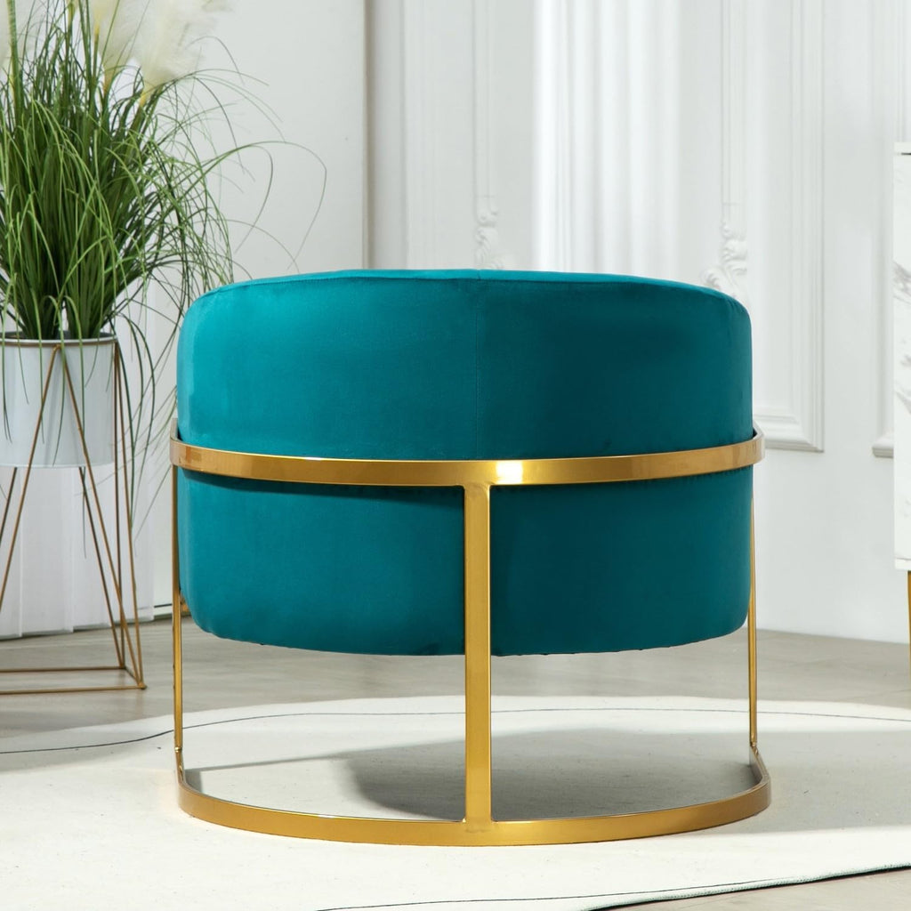 Container Furniture Direct Velvet Modern Accent Armchair - Luxury Gold Frame | Versatile Seating for Living Room, Bedroom, Office, Greenish Blue