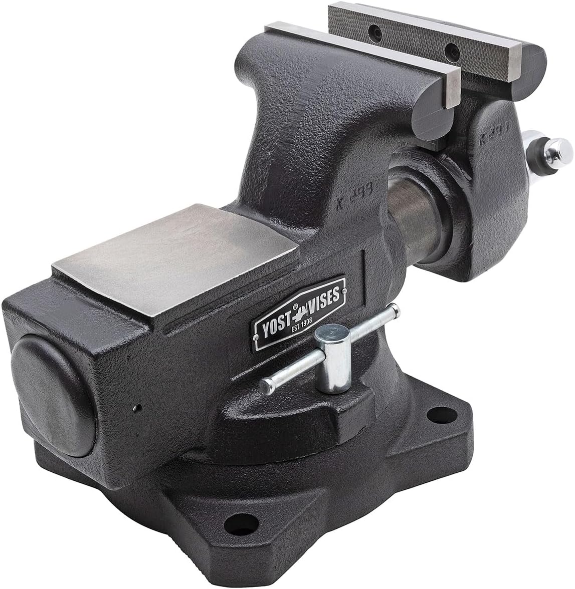 Yost HD550-C Heavy Duty 5-1/2 Inch Mechanics Work Bench Vise | Heavy Duty Woodworking & Metal Work Table with Secure Grip Swivel Base | 60,000 PSI Casting Iron Material with Extra-large Anvil Surface