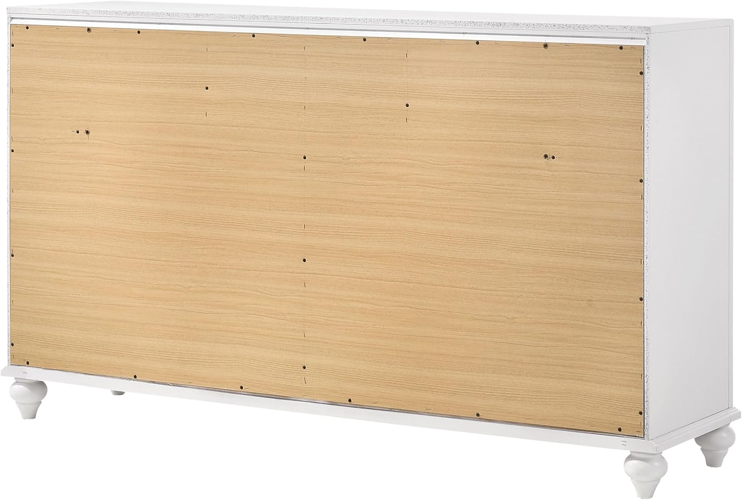 Coaster Home Furnishings - Barzini - Wood - 7-Drawer Dresser with Acrylic Panel, Crystal Hardware, Curved Handles, Turned Legs, Modern Classic Style - Bedroom - White - 205893