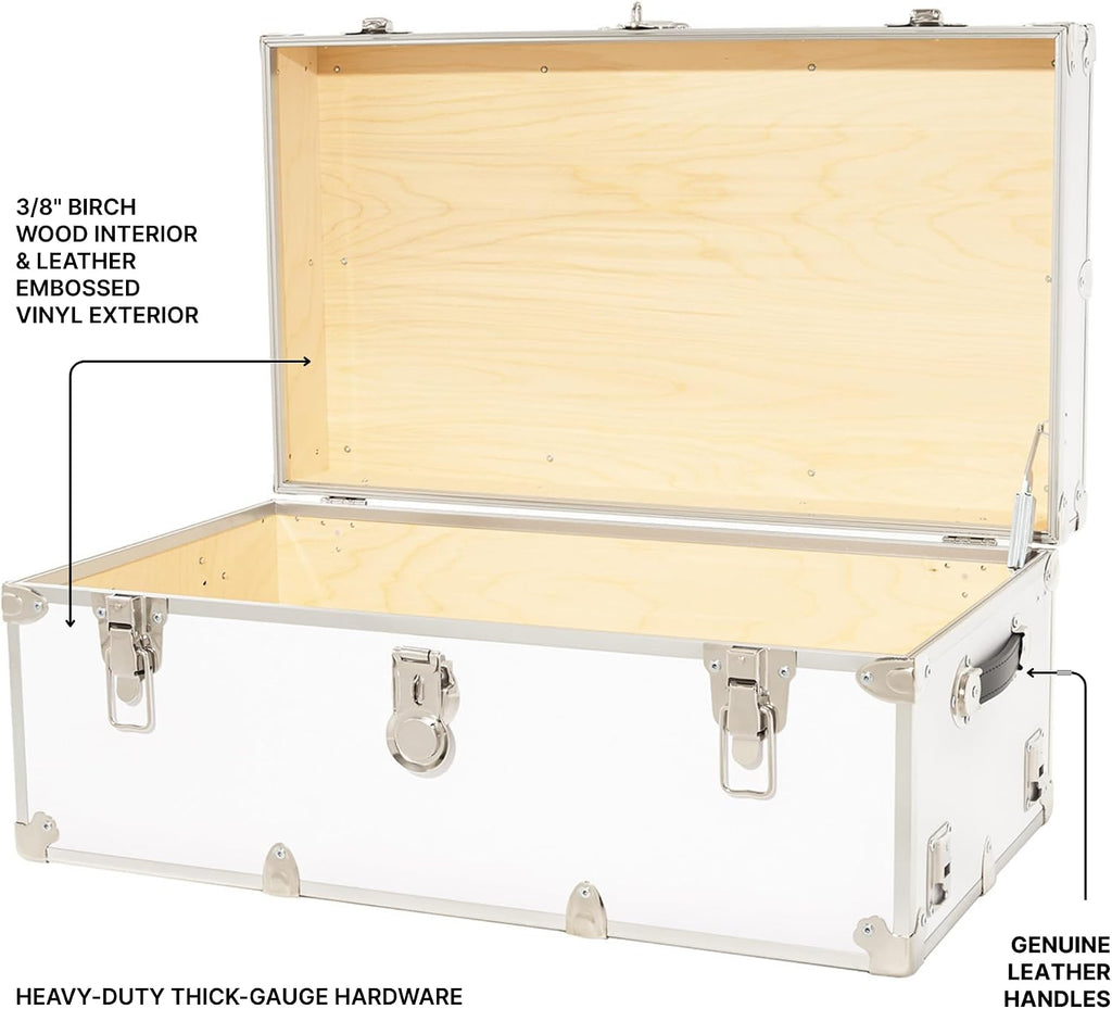 Rhino Trunk & Case Classic Camp & College Trunk with Wheels. 30'x17'x13', 1500+ lbs Capacity - Many Colors, Soft-Close Lid. Strong, USA Made Summer Camp Footlocker and Secure Dorm Storage Chest