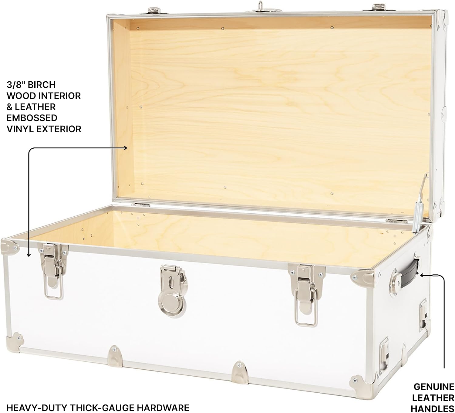 Rhino Trunk & Case Classic Camp & College Trunk with Wheels. 30'x17'x13', 1500+ lbs Capacity - Many Colors, Soft-Close Lid. Strong, USA Made Summer Camp Footlocker and Secure Dorm Storage Chest