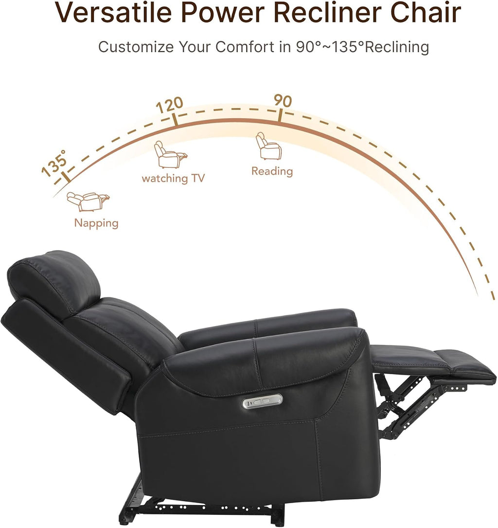 KISLOT Wall Hugger Recliner Chair for Adults, Faux Leather RV Recliner with USB Charging Ports Electric Power Reclining Sofa for Living Room Home Theater Seating Bedroom