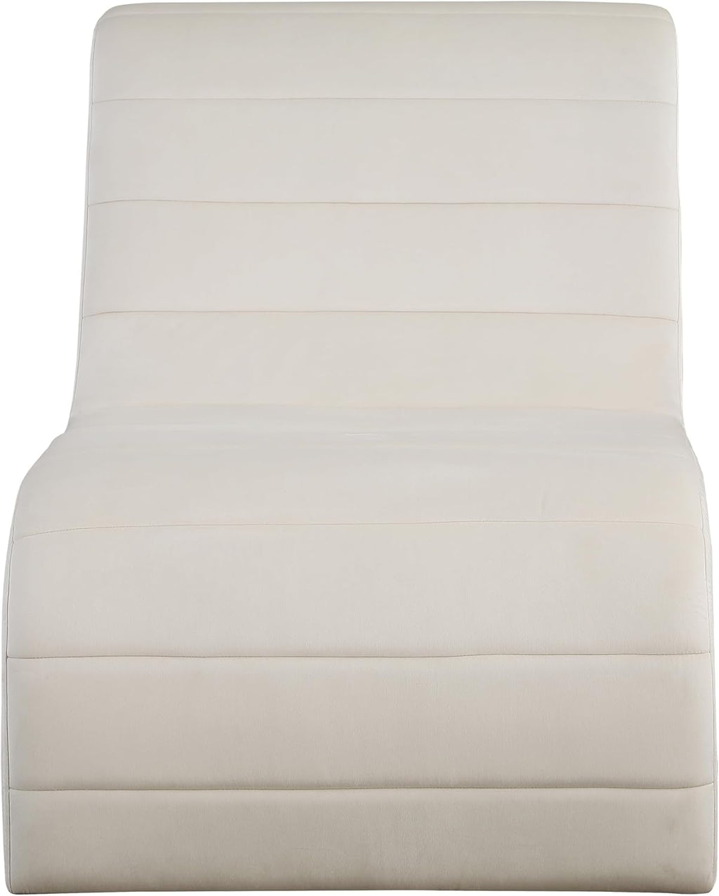 Meridian Furniture 403Cream Ivy Collection Modern | Contemporary Velvet Upholstered Accent Chair with Rich Cream Velvet, Channel Tufted Design, Curved Shape, 26.4' W x 37.4' D x 31.1' H, Cream