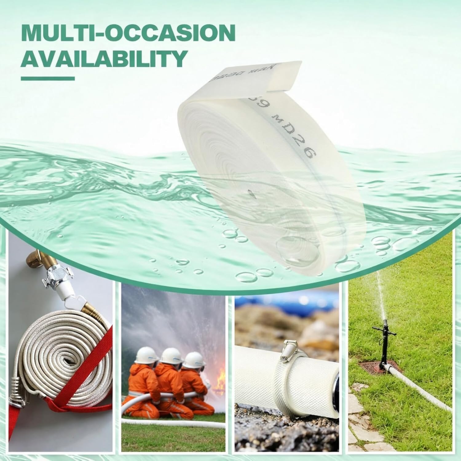 Pushglossy 3 Inch x 295 ft Heavy Duty Pool Backwash Hose with 2 Clamps Flat Discharge Hose for Swimming Pool Outdoor Garden Lawn Irrigation Sump