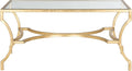 SAFAVIEH Home Collection – Alphonse Gold Leaf Curved Leg Coffee Table with Tempered Glass Top, Sculptural Glam Living Room Accent (FOX2541A)