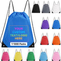 Custom Drawstring Backpacks With Your Logo, 100 Pack Personalized Text Drawstring Bags String Bag Bulk, Great for Travelling, Gym and for Everyday Use (Royal Blue)