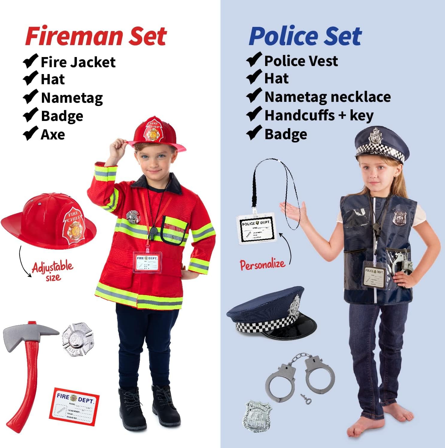 Born Toys Dress Up & Pretend Play Kids Costumes Set Ages 3-7, Washable Kids Dress Up Clothes for Little Girls & Boys