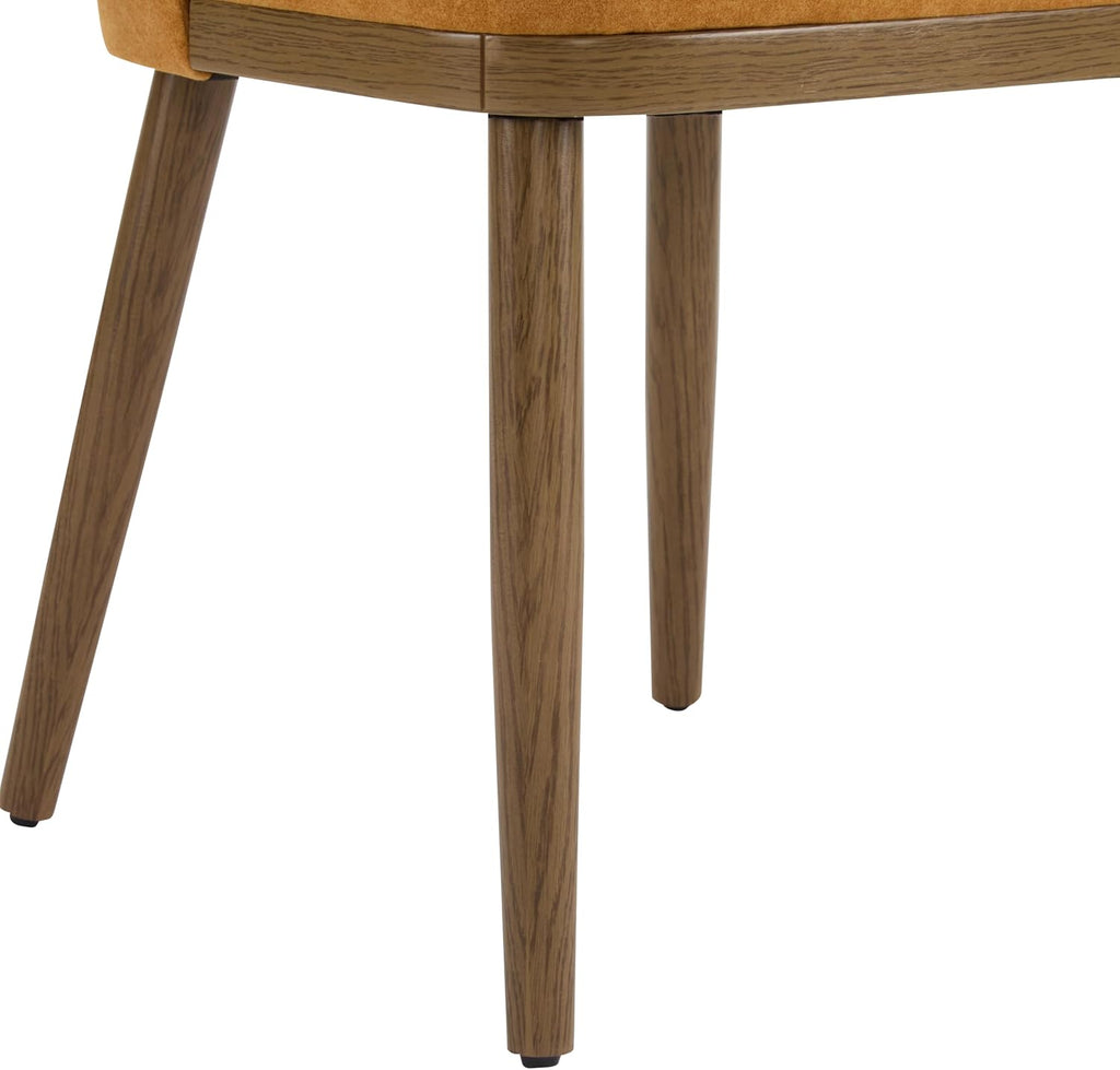 Christopher Knight Home Set of 2 Ringo Fabric Upholstered Dining Chairs,Rubberwood Frame, Curved Backrest,Foam-Filled Cushion, Armless Accent Chair/Side Chair for Dining Room/Kitchen, Ginger+Walnut