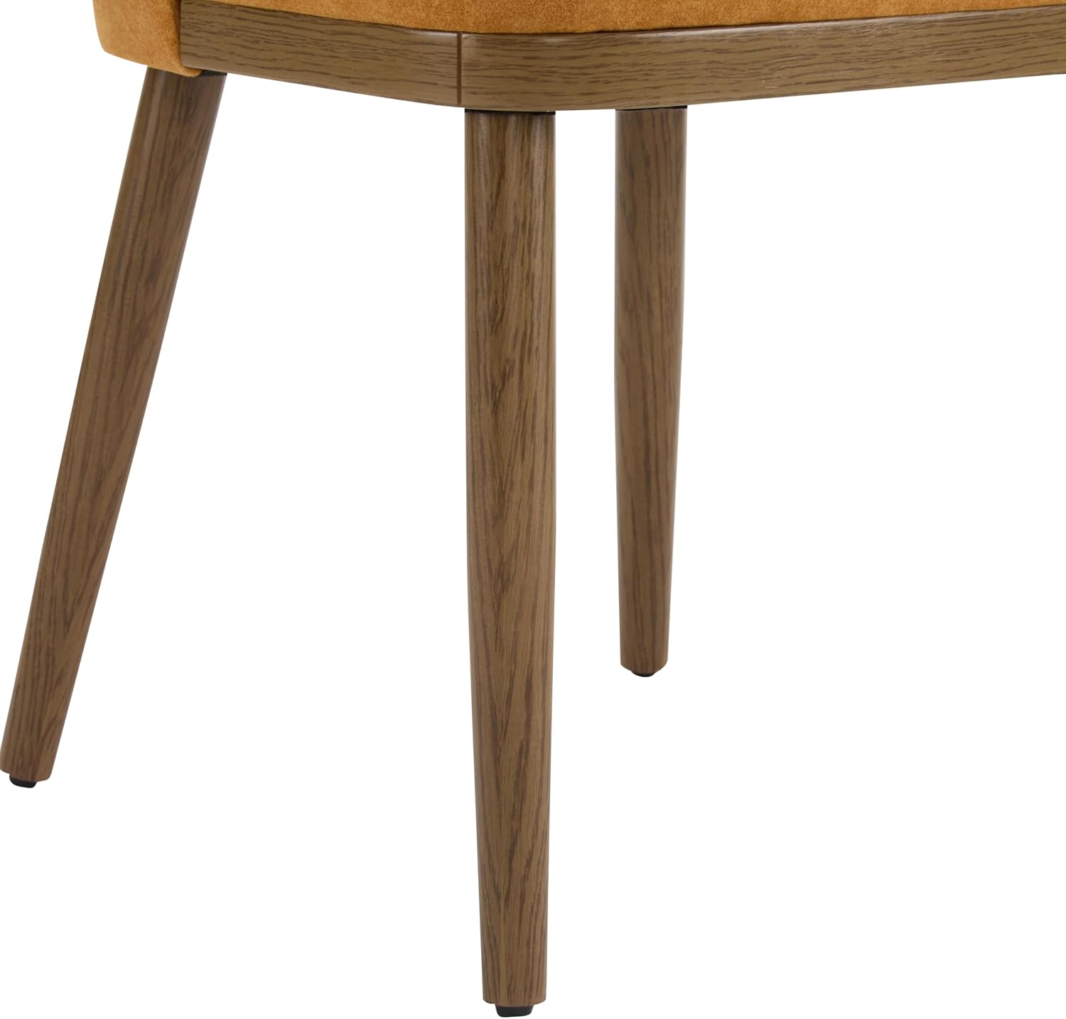 Christopher Knight Home Set of 2 Ringo Fabric Upholstered Dining Chairs,Rubberwood Frame, Curved Backrest,Foam-Filled Cushion, Armless Accent Chair/Side Chair for Dining Room/Kitchen, Ginger+Walnut