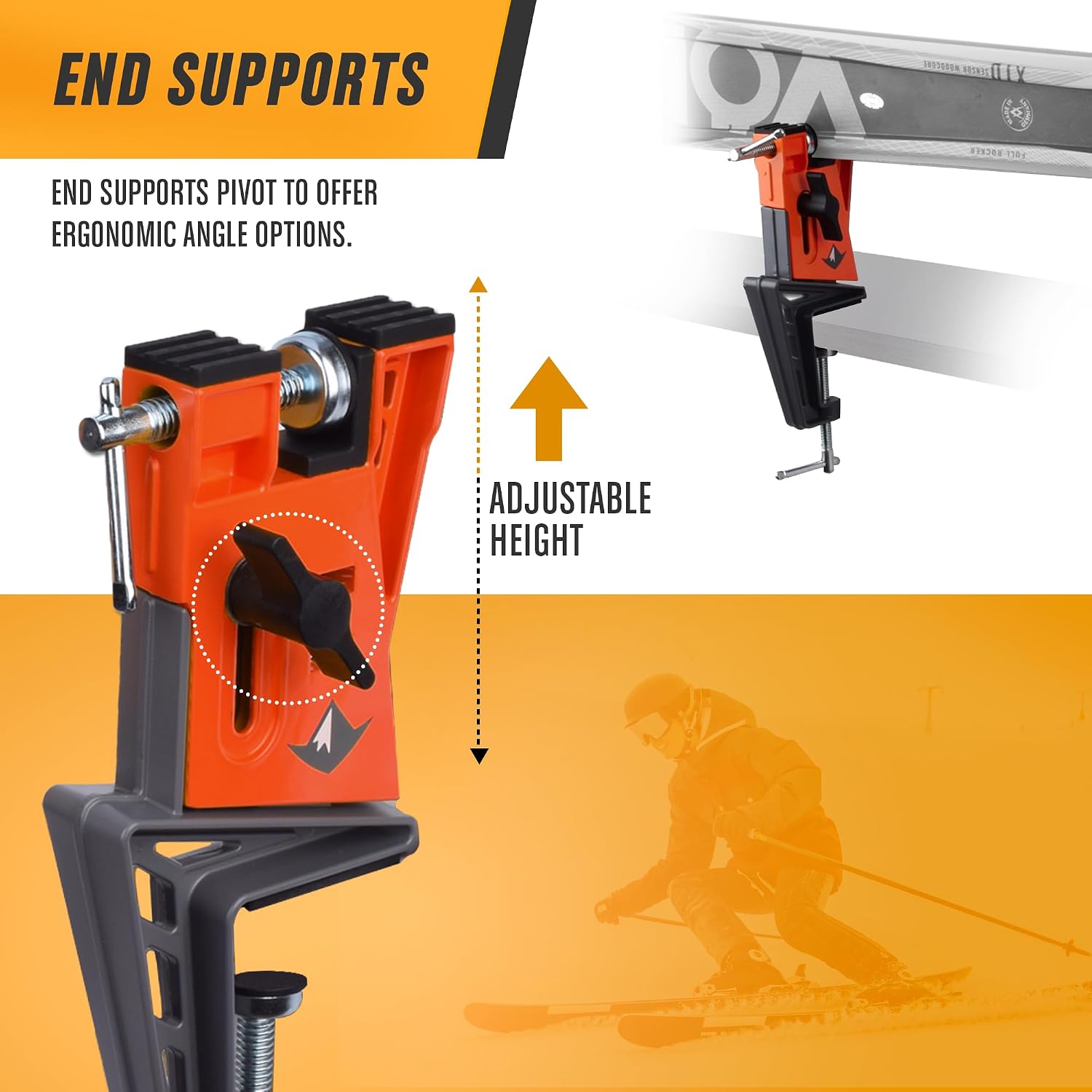 RaceWax Ski Vise Set - Three Piece, All-Metal, World Cup Pro Ski Vise Kit for Tuning, Edging, and Waxing - Heavy Duty, Adjustable Design with Non-Slip Clamp Pads for Secure Grip (PB-4100)