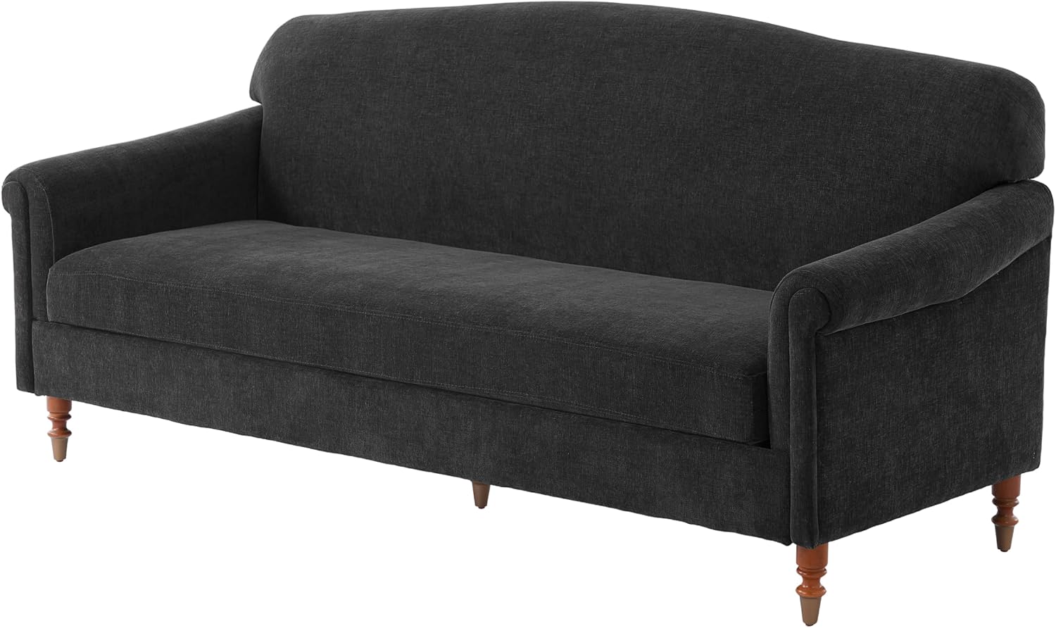 Christopher Knight Home Sola 77.5'' Modern Chenille Upholstered Loveseat Sofa with Rolled Armrest and Rubberwood Frame, 2-Seater Home Sofa Living Room, Comfy Couch for Hotel/Apartment, Dark Grey