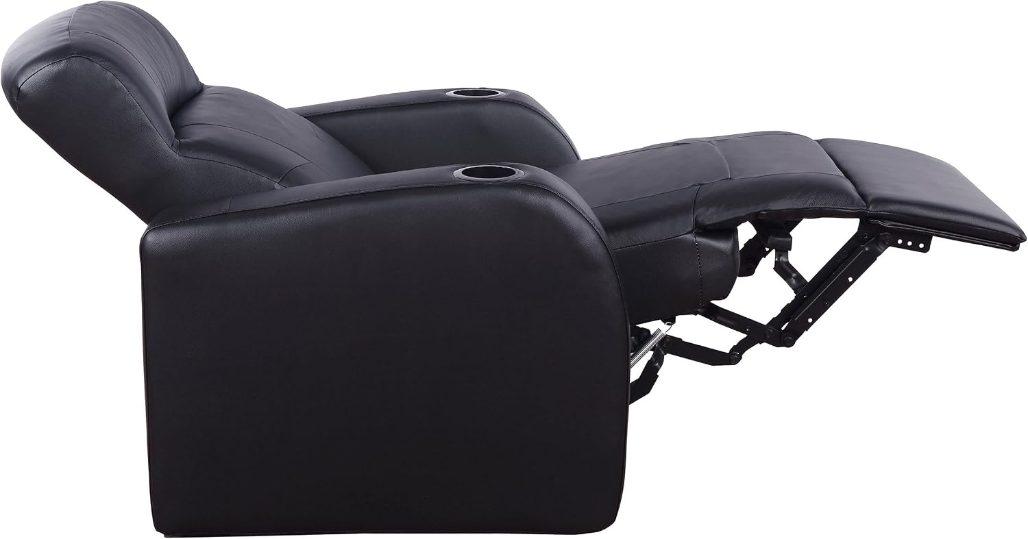 Coaster Home Furnishings - Cyrus - Wood - 7-Piece Upholstered Theater Seating with Cup Holders, Manual Recline and Hidden Storage - Living Room & Home Theater - Black - 600001-S5B