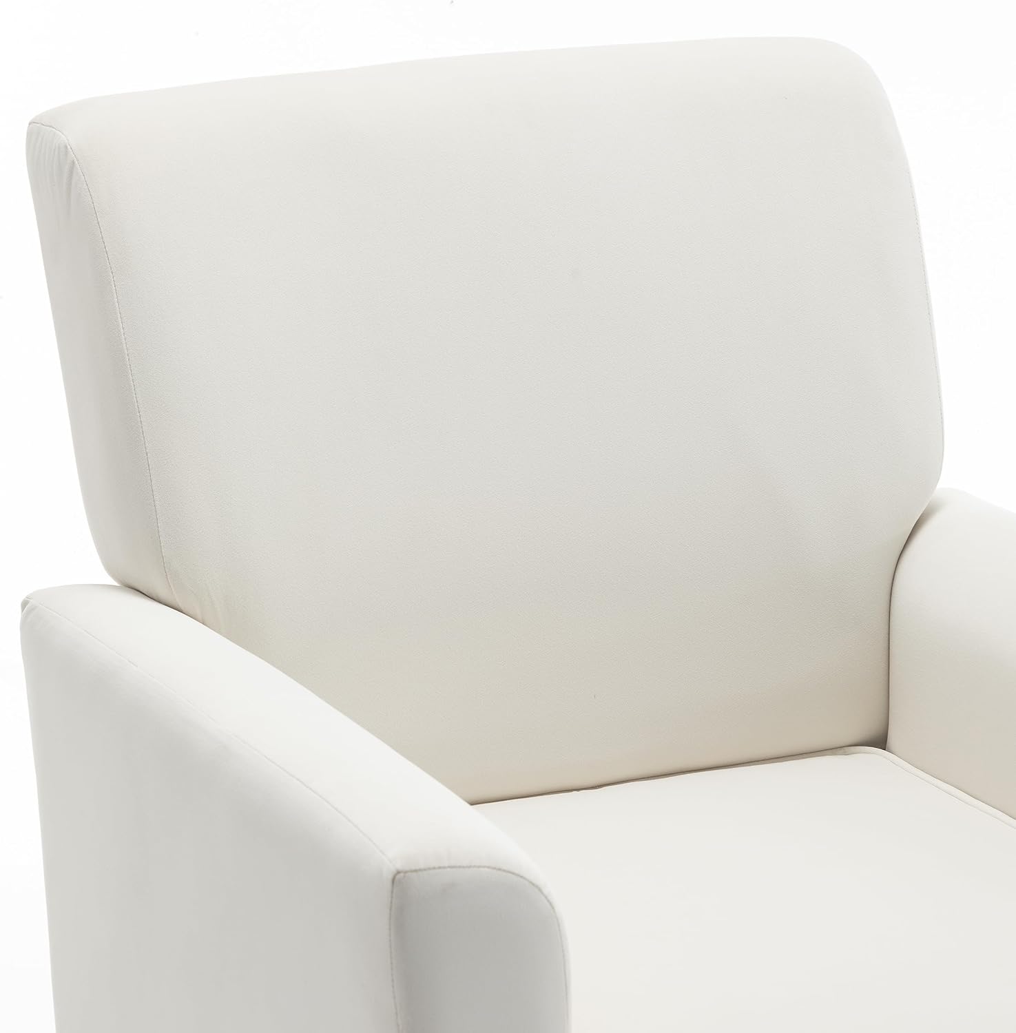 Container Furniture Direct Contemporary Accent Arm Chair with Birch Wood Frame and Velvet Upholstery, Armchair for Office and Living Room Decor, Removable Cushions, Beige