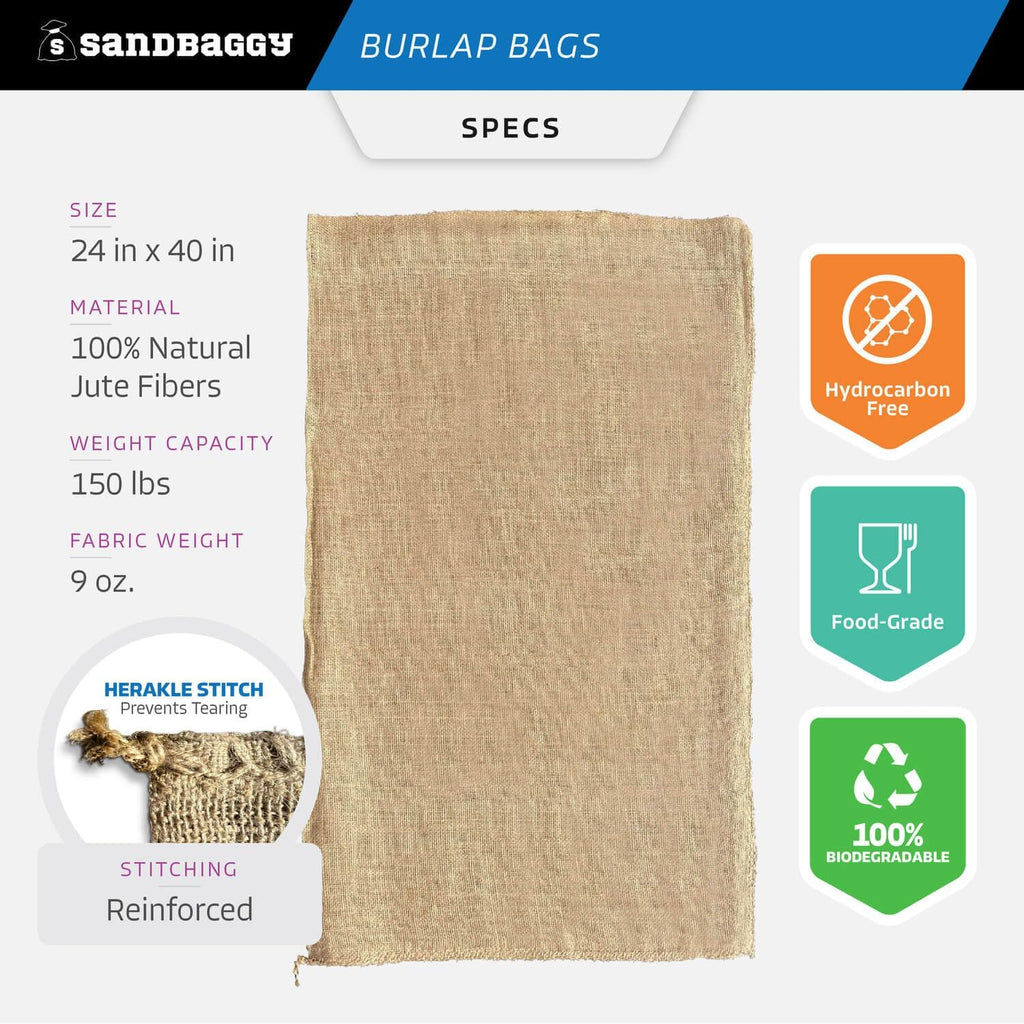 Sandbaggy Burlap Bags Large 24' x 40' - Potato Sack Race Bags for Kids & Adults | Perfect Birthday Party Game | Shrub & Plant Frost Protection - Food Grade (Pack of 100)