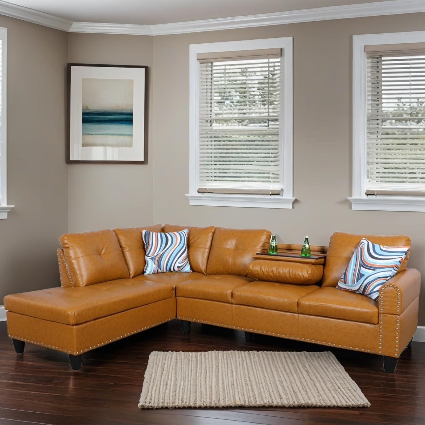 L-Shaped Sectional Sofa, Modern Sectional Couches Home Sofas for Living Room with Movable Chaise, Modular Living Room Sets Furniture for Apartment Bedroom & Office, Ginger