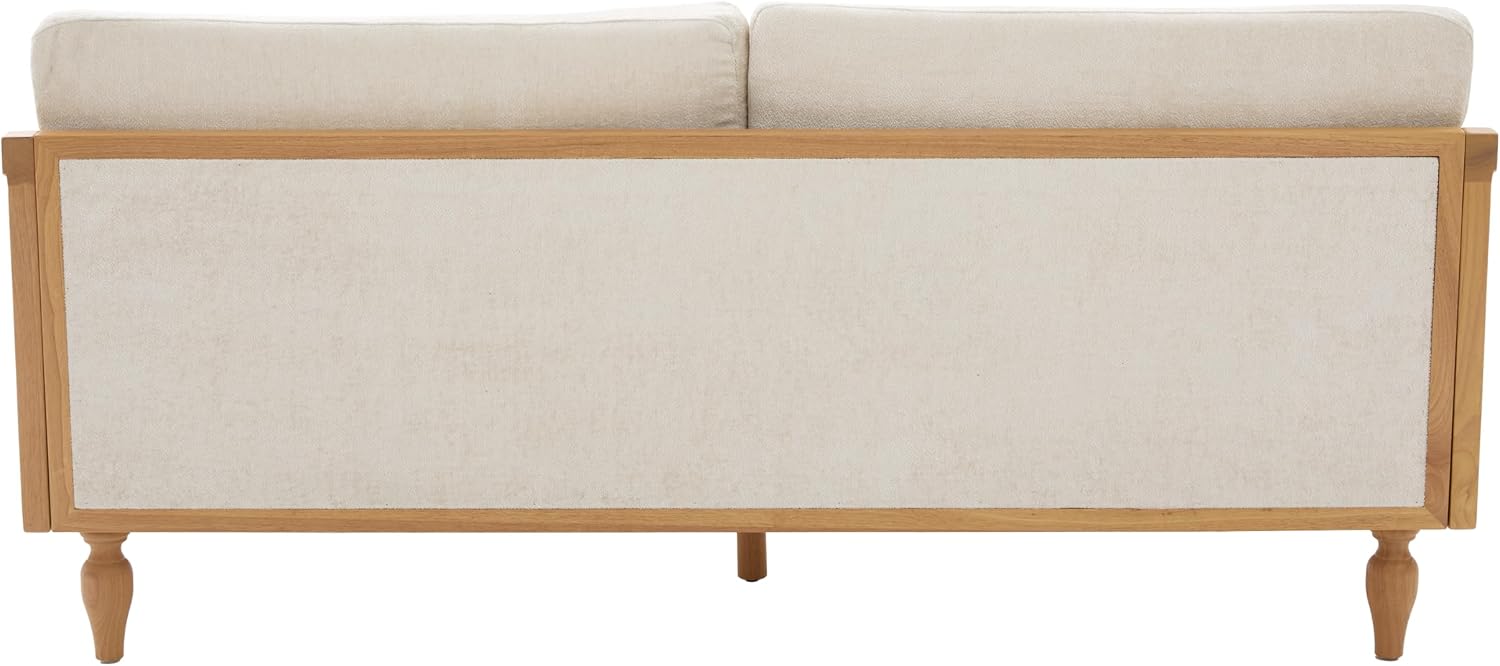 Christopher Knight Home Harper Mid-Century Loveseat Sofa Couch, 2-Seater Lounge Sofa with Rattan Armrests and Wooden Legs, Chenille Upholstered Couches for Living Room and Small Space, Black