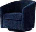 Zihanhome Chenille Swivel Accent Chair, Living Room Chairs, No Assembly Upholstered Armchair, 360°Rotating Barrel Chair for Bedroom, Apartment & Reading Nook (1, Dark Blue)