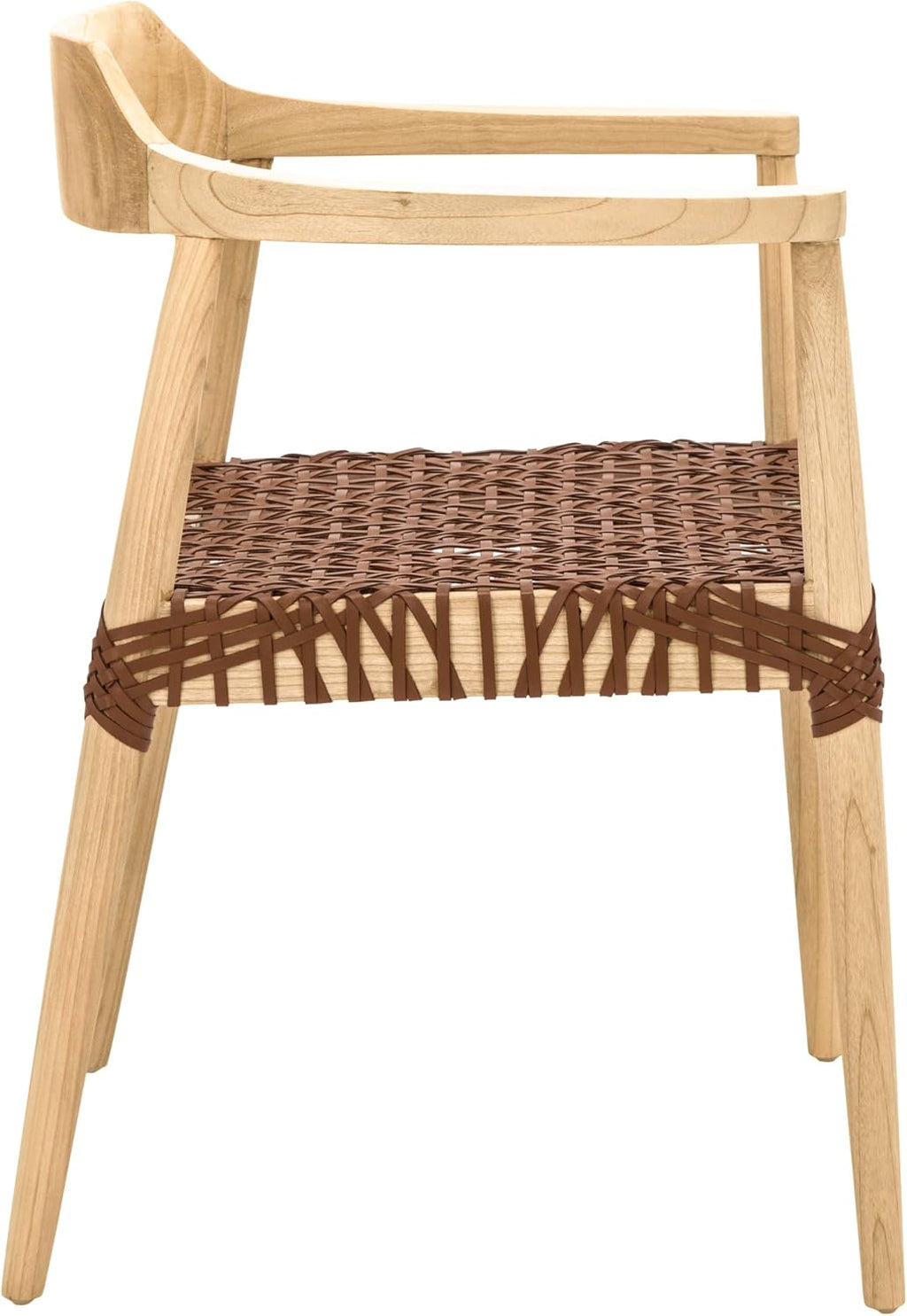 SAFAVIEH Home Collection Munro Natural Sungkai Wood/Light Honey Leather Woven Accent Chair (Fully Assembled)